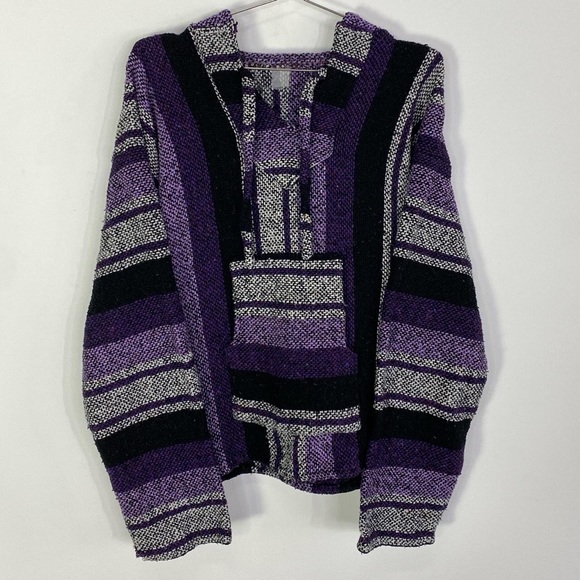 Woven Authentic Mexican Baja Hoodie Pullover Surf “Drug Rug” - Picture 1 of 7